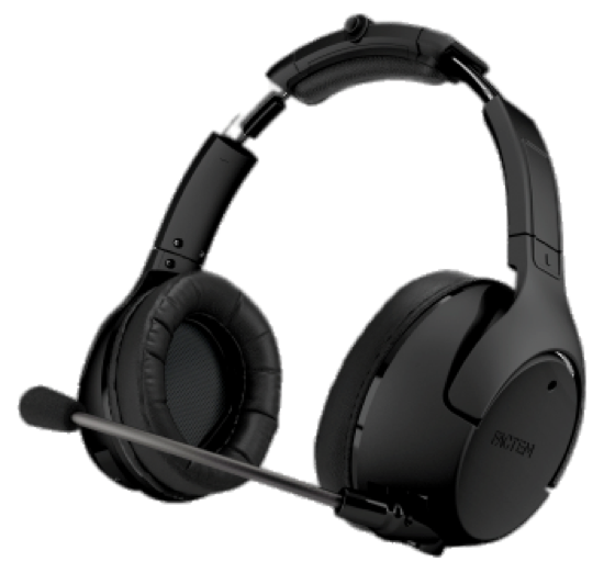 Zwarte piloot headset met microfoon.