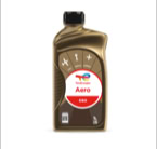 Oliefles met zwart dopje, label met tekst "Aero D40" en pictogrammen van een vliegtuig, schroef en plus.