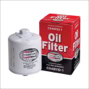 Wit oliefilter naast een rood-zwarte doos met de tekst "Oil Filter" en "Champion Laboratories".